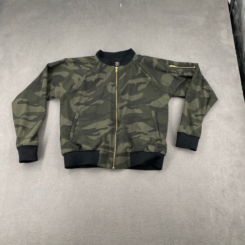 Albion Fit Womens Camo Bomber Jacket Green Camouflage Full Zip Size Medium